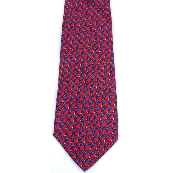 Brooks Brothers Makers All Silk Red Blue Yellow Horsebit Equestrian Mens Necktie - Picture 6 of 10